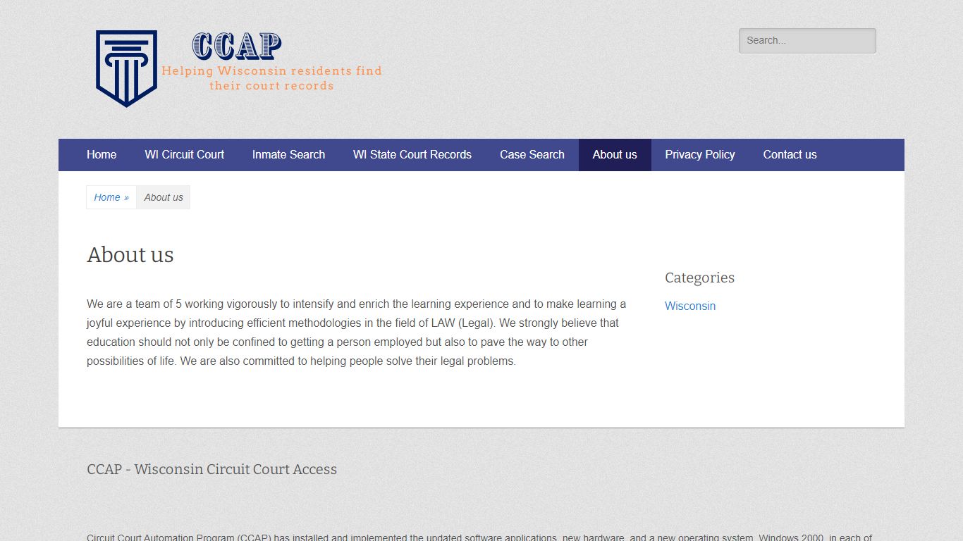About us - CCAP Wisconsin Circuit Court Access